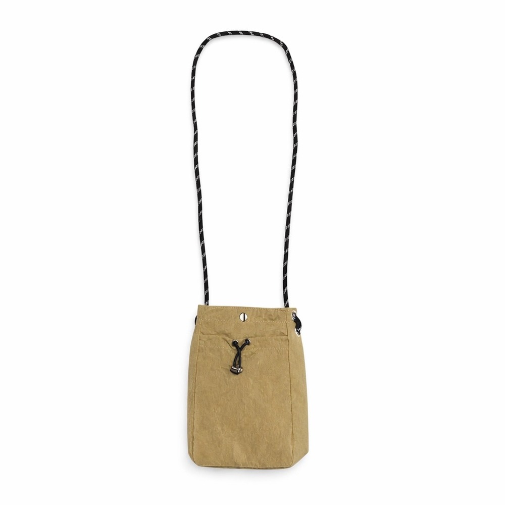 Khaki Nylon Utility Crossbody Bag Rope Strap Gorpcore Techwear Pouch - Picture 3 of 7